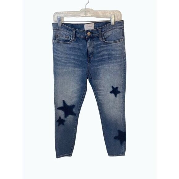 Current/Elliott High Rise Star Print Ankle Jeans 30 - Picture 2 of 5